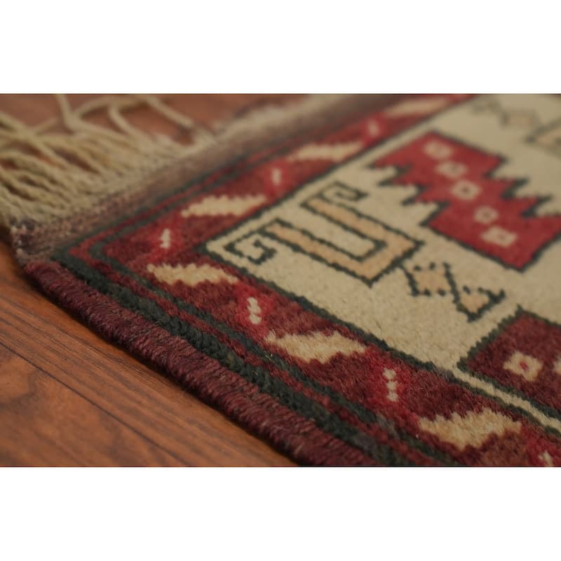 Hand Knotted Oriental 100% Wool Carpet Traditional Geometric Red Kazak Area Rug - 6' 4'' X 3' 9''