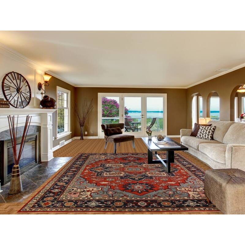 Traditional Heriz Serapi Indian Area Rug Handmade Wool Carpet - 8'11" x 11'11"