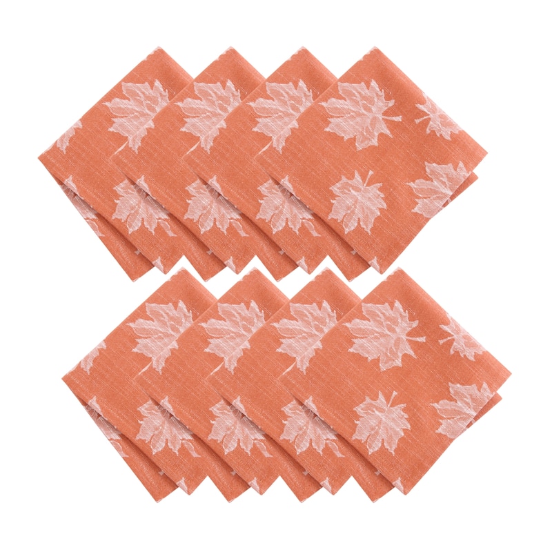 Falling Leaves Jacquard Napkins, Set of 8 - 17x17 - Sienna