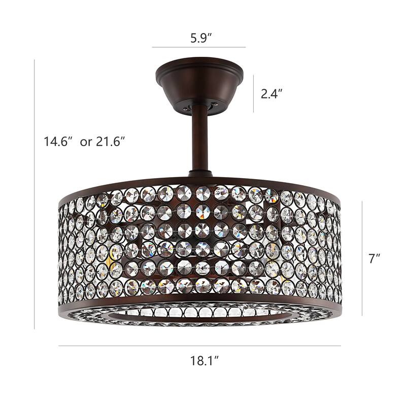 GetLedel 18-inch Reversible Caged Crystal Ceiling Fan with Remote and Light Kit