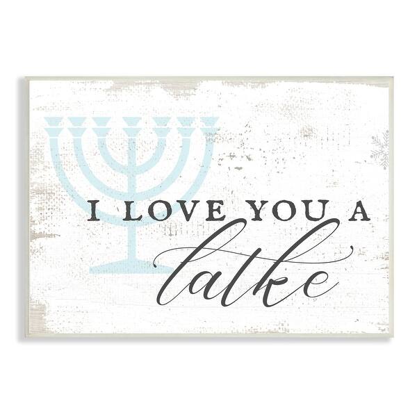 slide 2 of 7, Stupell Love You A Latke Clever Rustic Hanukkah Typography Wood Wall Art - Blue 19 x 13