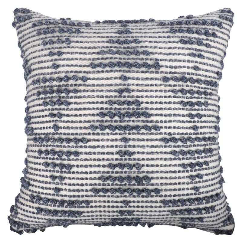 Sevita Farmhouse Geometric Hand-Woven Indoor/Outdoor Throw Pillow - Navy/ White