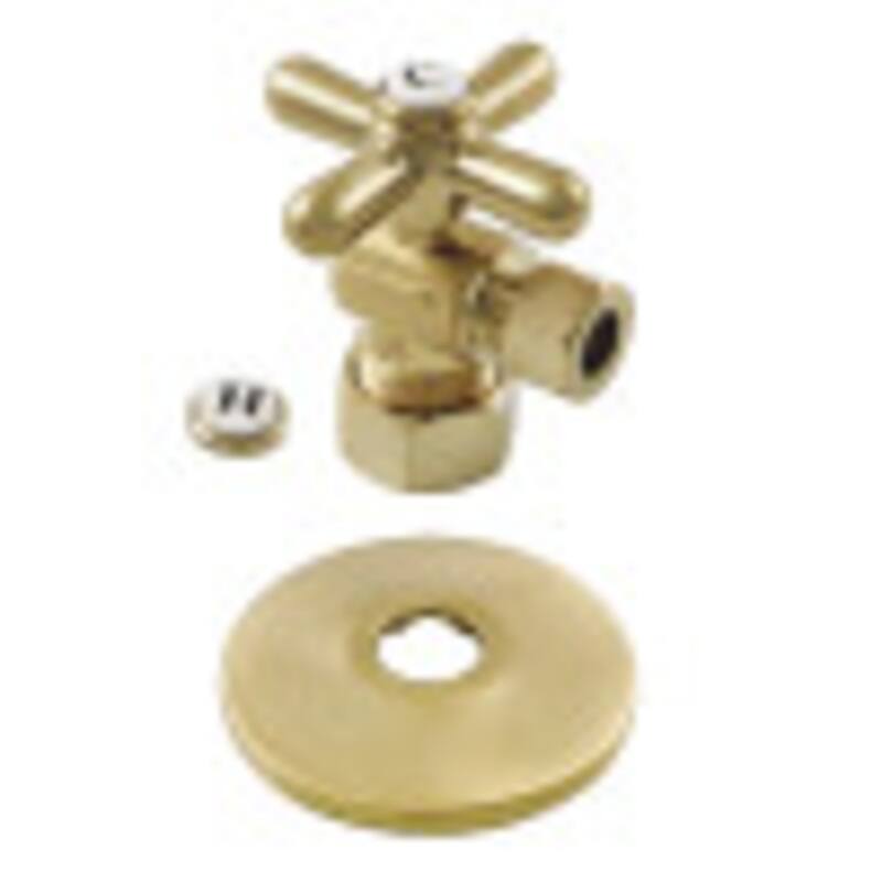 Kingston Brass 5/8-Inch X 3/8-Inch OD Comp Quarter-Turn Angle Stop Valve with Flange - Brushed Brass