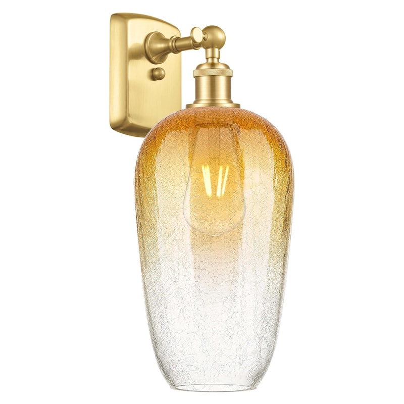 Innovations Lighting 516-1W-16-7 Brookhaven Flute Sconce Brookhaven - Satin Gold / Amber