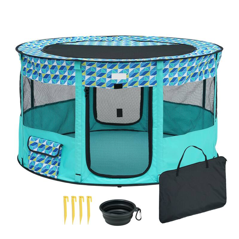 Foldable Pet Playpen, Portable Dog Playpen, Crate Kennel for Puppy, Dog, Cat, Premium Waterproof 600D Oxford Cloth - 44'' x 44'' x 24''