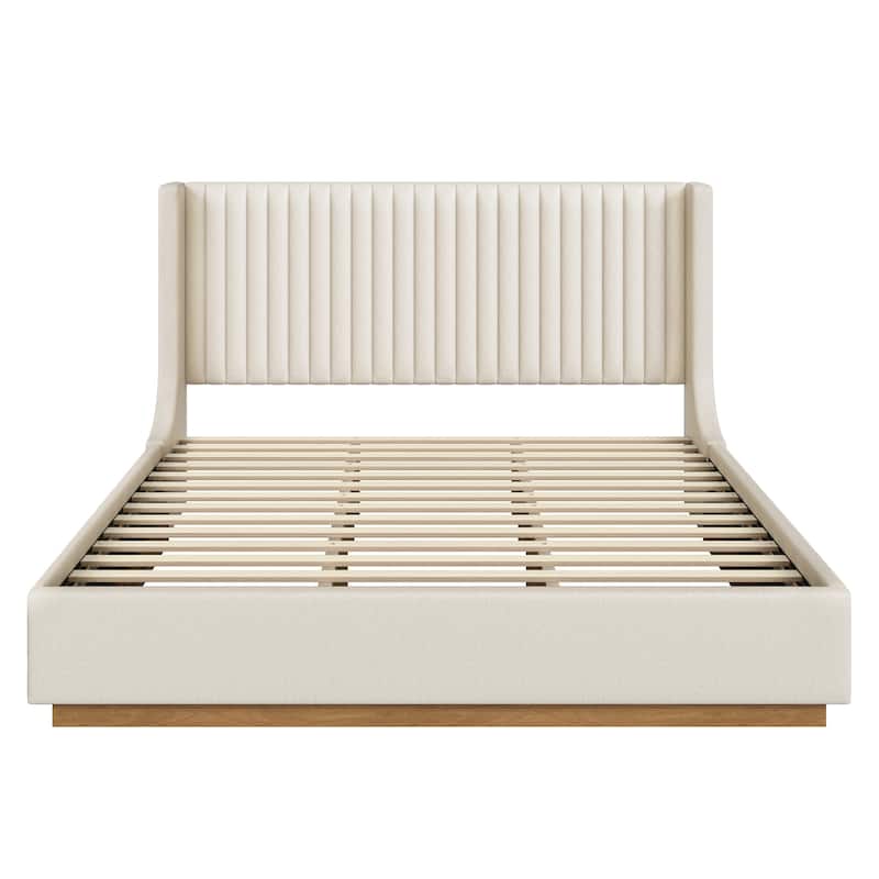 Modern Wooden Queen/King Size Upholstered Platform Bed with Headboard