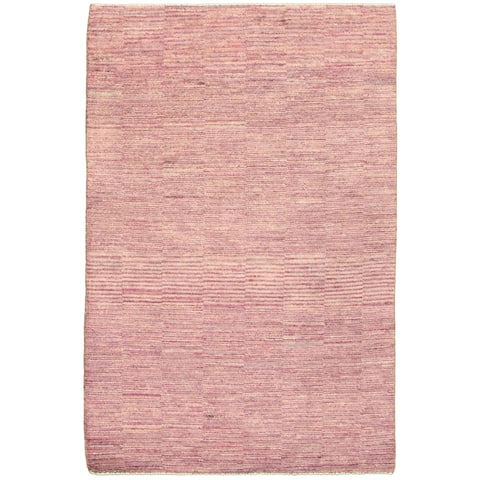 ECARPETGALLERY Hand-knotted Pak Finest Gabbeh Pink Wool Rug - 4'1 x 6'1
