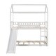 preview thumbnail 21 of 23, Modern Roof Design Twin over Twin Solid Pine Wood Bunk Bed with Full Length Guardrail, Side Ladder and Slide