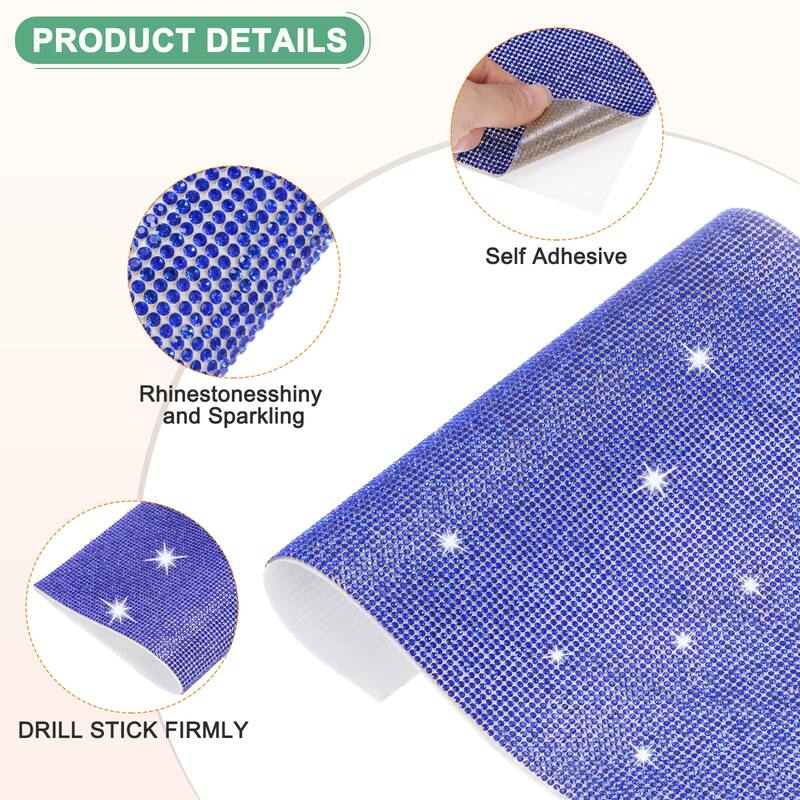 1 Roll Crystal Rhinestone Ribbon, for DIY - Dark Blue - 15.75 Inch x 9.45 Inch