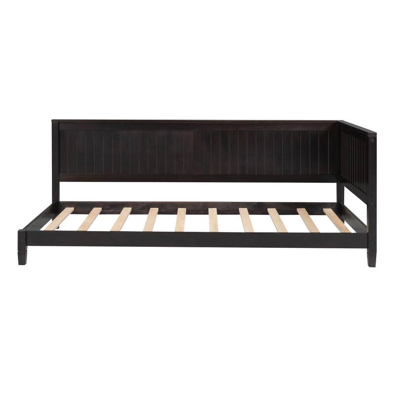 Twin Wooden Daybed with Backrest & Armrest