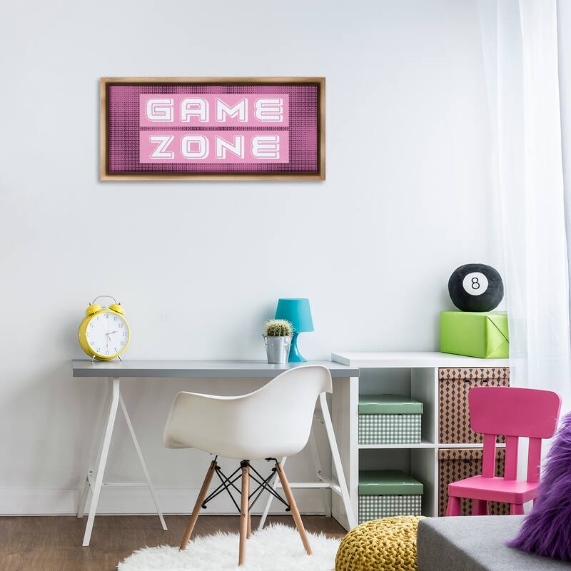 Stupell Retro Purple Game Zone Framed Floater Canvas Wall Art Design By Yass Naffas Designs