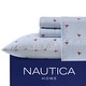 preview thumbnail 107 of 139, Nautica Cotton Percale Deep Pocket Bed Sheet Sets Full - Lobster Walk Blue