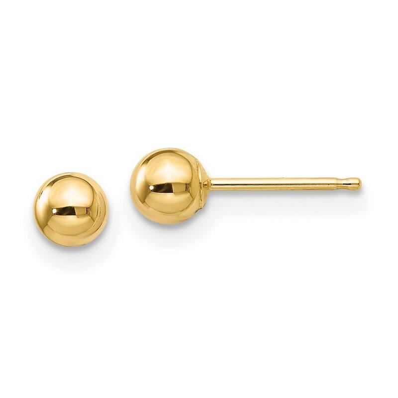 Curata 14k Yellow Gold Polished 4mm Ball Post Earrings