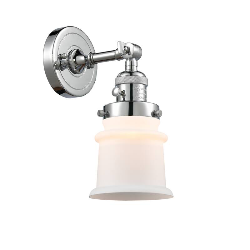 Innovations Lighting Small Canton Single Light 11" Tall Bathroom - Polished Chrome / Matte White