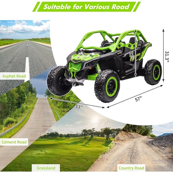 dimension image slide 2 of 4, 24V Batteries 2 Seats Ride on UTV with Remote Control for Kids
