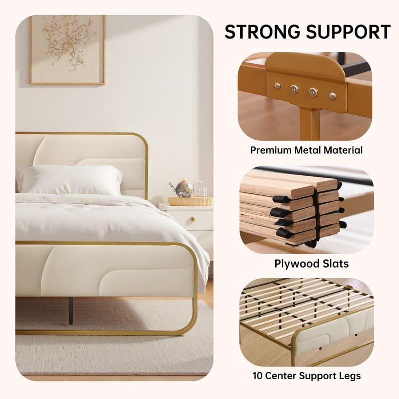 Modern Velvet Platform Bed