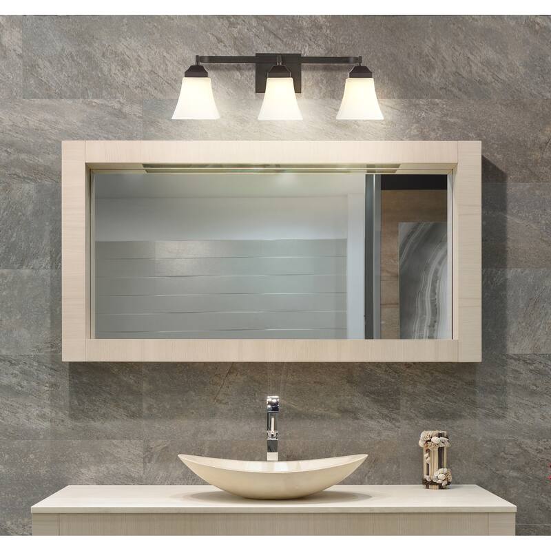 Staunton Iron/Glass Modern Cottage LED Vanity Light, Oil Rubbed Bronze by JONATHAN Y