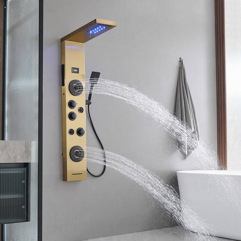 4-Jet LED Shower Panel with Heavy Rain Shower
