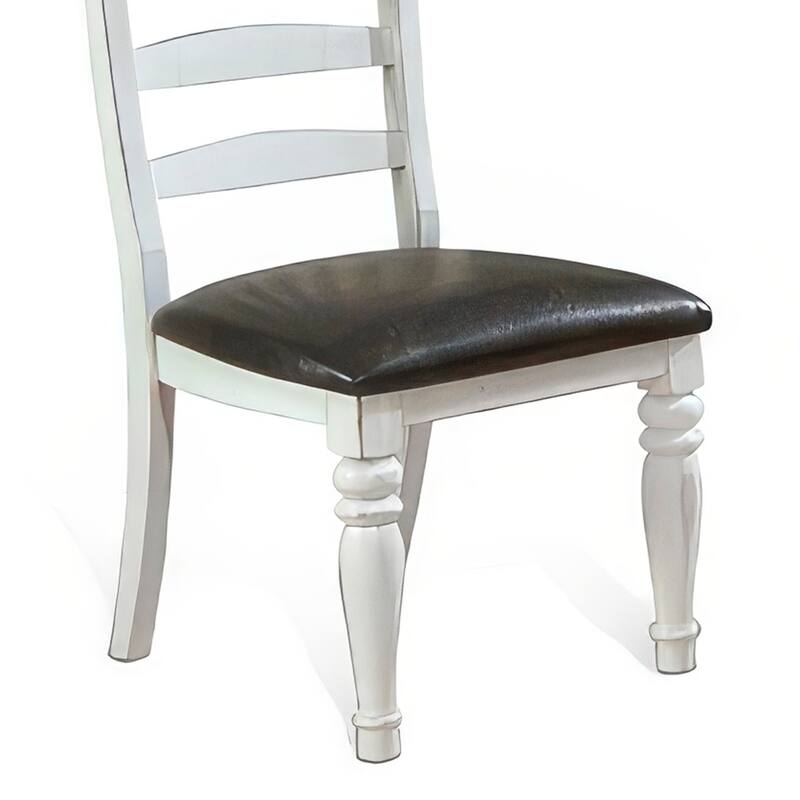 Orso Dining Chair, Set of 2, Ladderback Design, White, Brown Mindi Wood