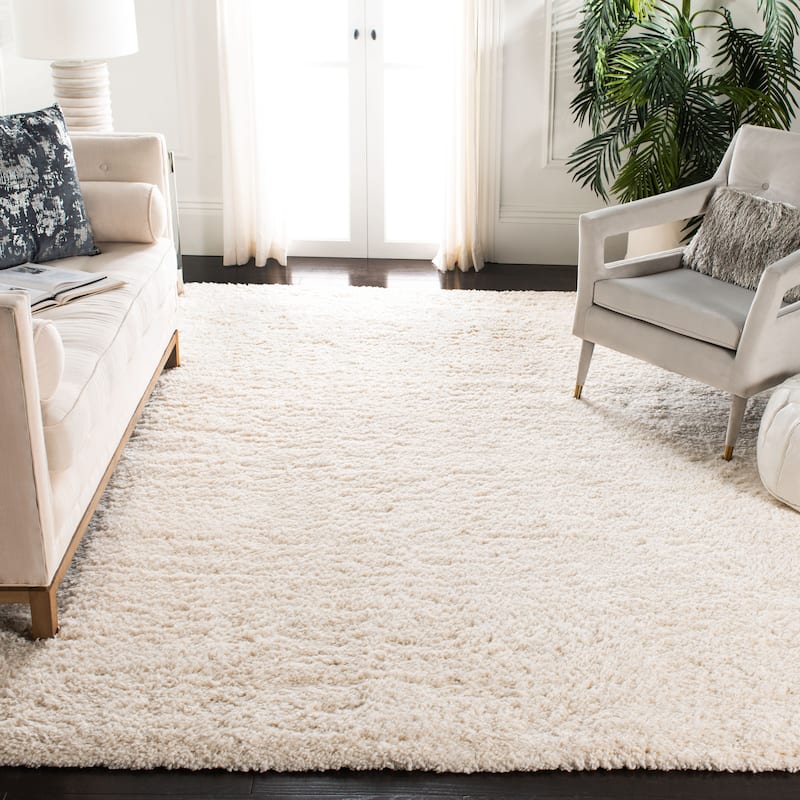 SAFAVIEH Fontana Shag Kimberlie Solid 2-inch Thick Rug - 9' x 12' - Ivory - Rectangle