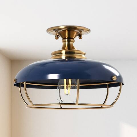 Robert Stevenson Lighting Presley - Caged Dome Metal Semi-Flush Mount Ceiling Light - N/A