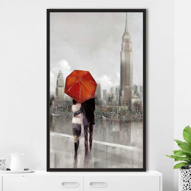 "Modern Couple In NY" by Ruane Manning Print on Floating Canvas