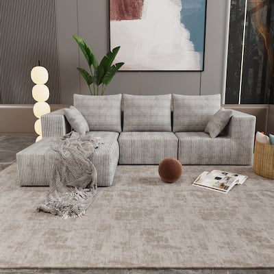 Gray Corner Combination Sofa, Fabric & Foam, 107x39x26 inches, 152 lbs