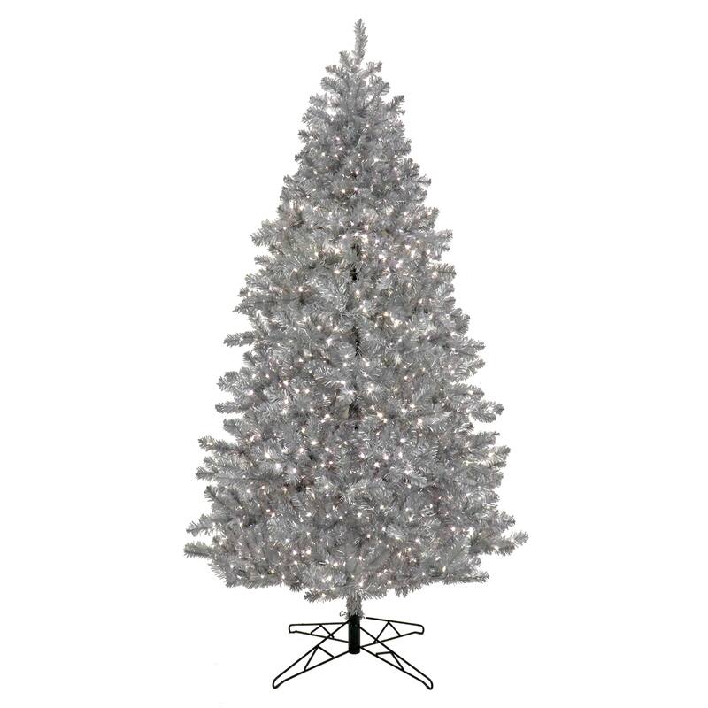 National Tree Company 7.5 ft. Pre-Lit Christmas Matte Silver Metallic Tree - 7.5 Foot