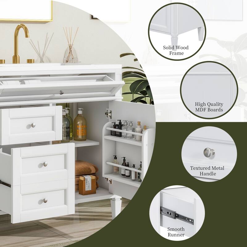 30''/36'' Bathroom Vanity with Top Sink, Modern Bathroom Storage Cabinet with 2 Drawers, a Tip-out Drawer & Adjustable Shelf