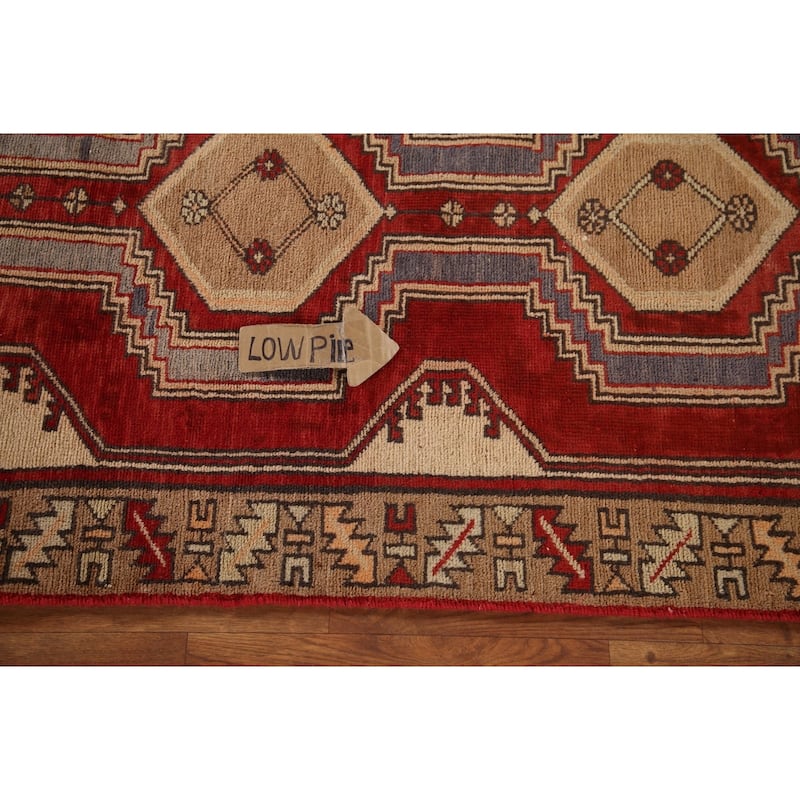 Red Ardebil Persian Runner Rug Handmade Vintage Wool Carpet - 3'0"x 12'0"