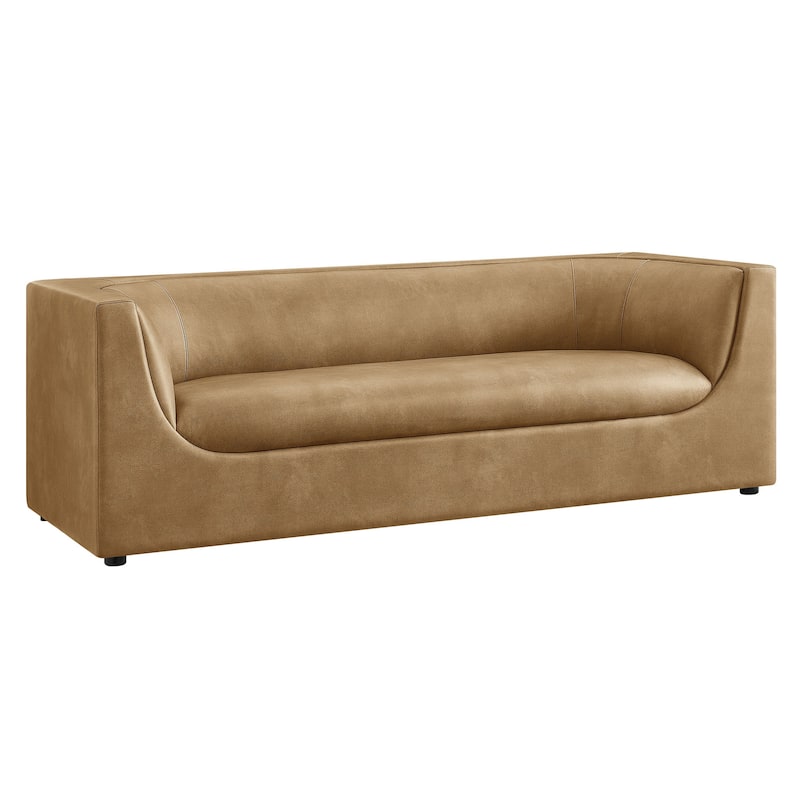 Hilda 86" Curved Back Vegan Leather Sofa