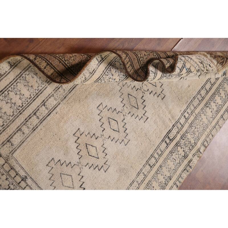 Hand Knotted Oriental 100% Wool Carpet Traditional Geometric Beige & Ivories Bokhara Area Rug - 4' 8'' X 2' 11''
