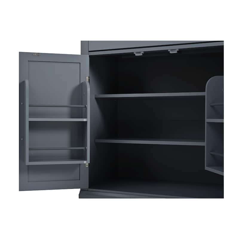 Kitchen Pantry Cabinet with Drawer, Buffet Cabinet with 2 Door Shelves, Wood Storage Cabinet with Adjustable Shelves