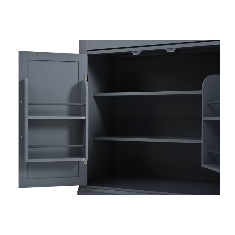 Modern Kitchen Pantry, Buffet Food Storage, Coffee Bar Cabinet with 2 Adjustable Shelves for Dining, Kitchen