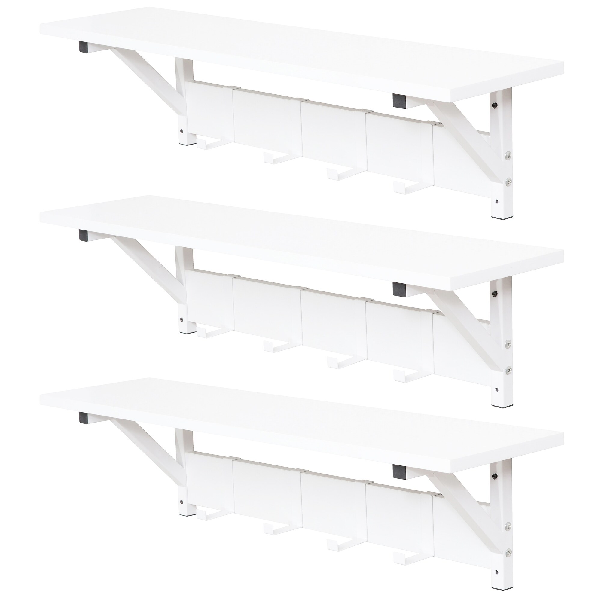 Wall Mounted Floating Coat Rack with Hooks Space Saving Entryway