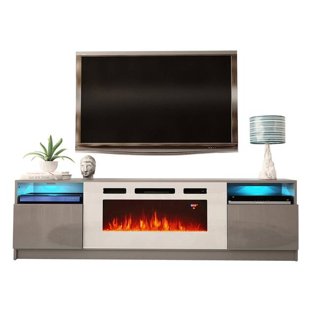 Strick & Bolton Amsden Electric Fireplace TV Stand - Gray