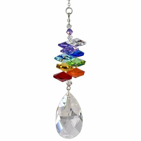 Woodstock Crystal Rainbow Cascade Suncatcher-Almond 10"