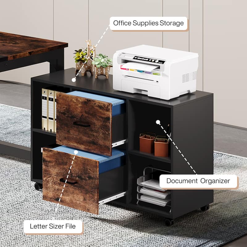 63" L-Shaped Executive Desk with 40" File Drawer Cabinet
