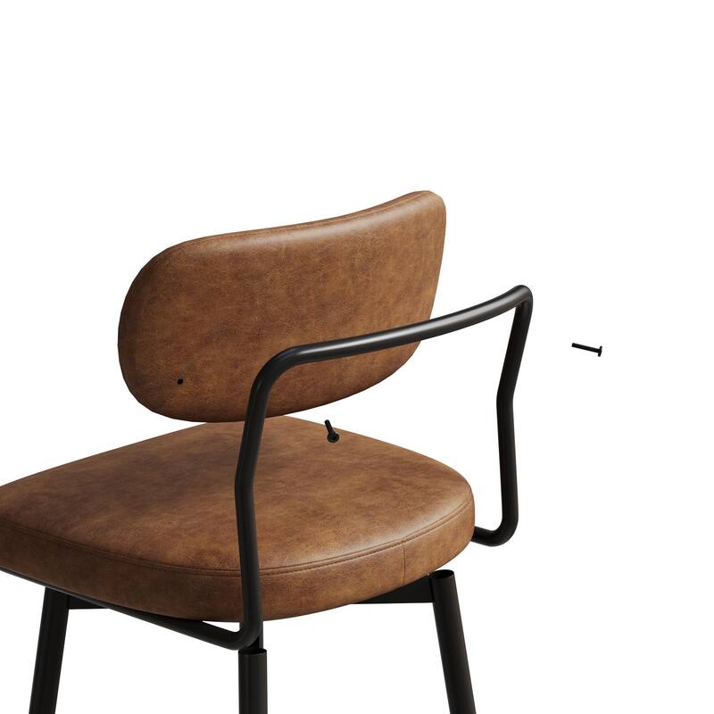 Bar Chairs Set of 2 Piece Set, 360 ° Swivel Bar Chair with Leather Cushions and Iron Brackets Counter Height Bar Chairs