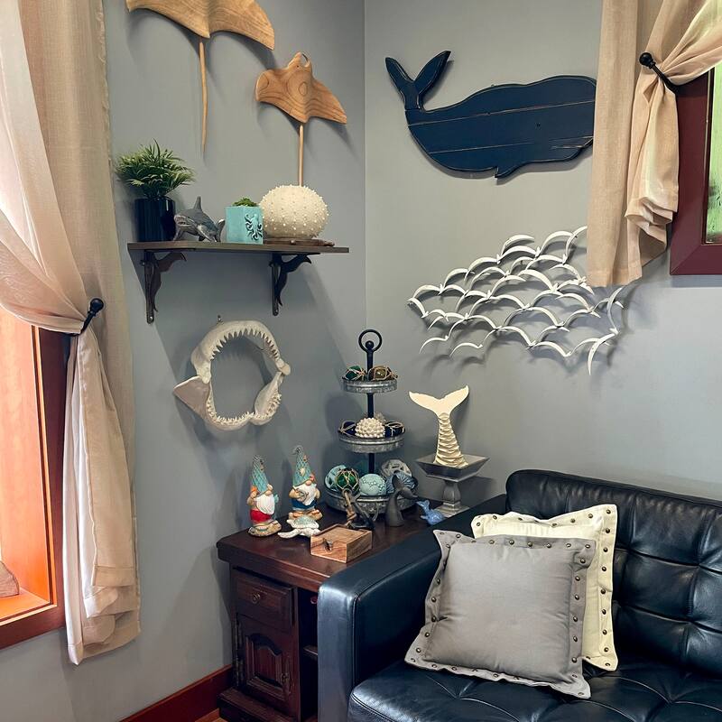 Replica Imitation Shark Jaw Wall Sculpture Resin Coastal Nautical Decor 16"