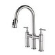 preview thumbnail 21 of 20, Transitional Bridge Kitchen Faucet with Pull-Down Sprayhead, Double Handle Kitchen Sink Faucet