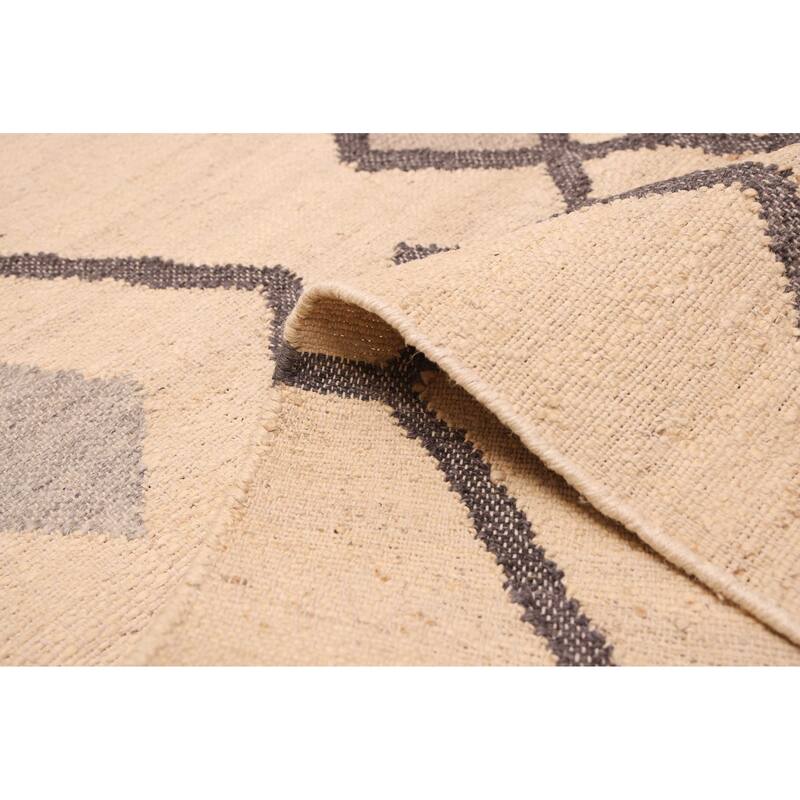 ECARPETGALLERY Flat-Weave Palas Denizli Cream Jute, Rayon Kilim - 5'4 x 7'5