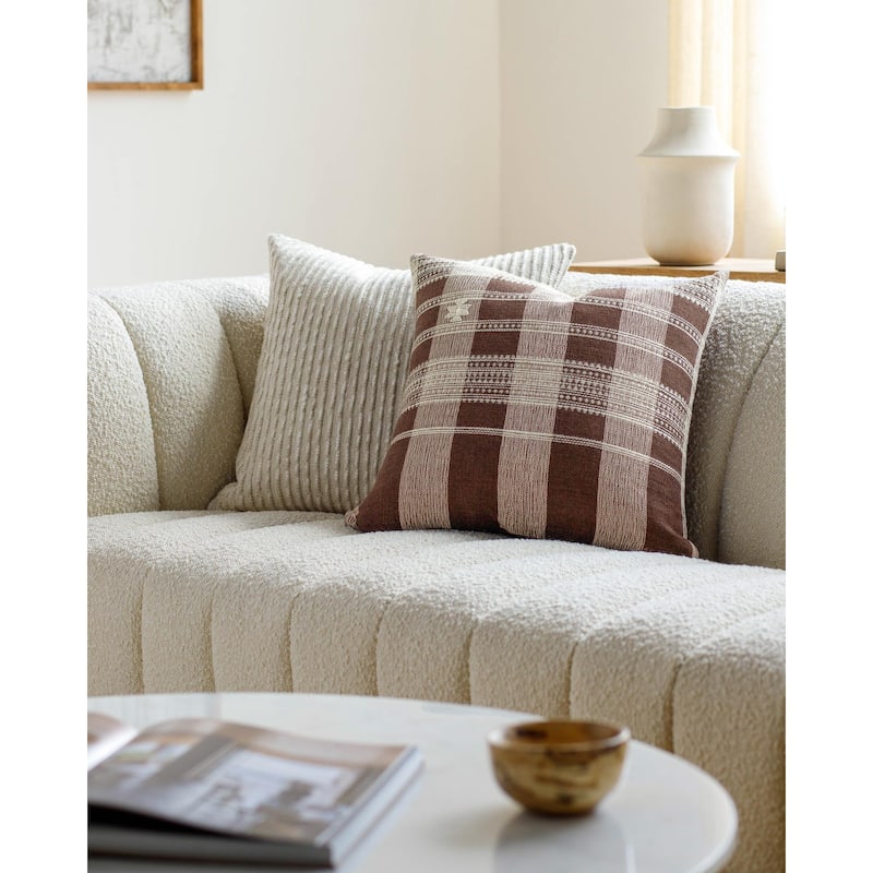 Becki Owens x Livabliss Modern Myrna Accent Pillow Cover only - 22"L x 22"W - Polyester - Brown