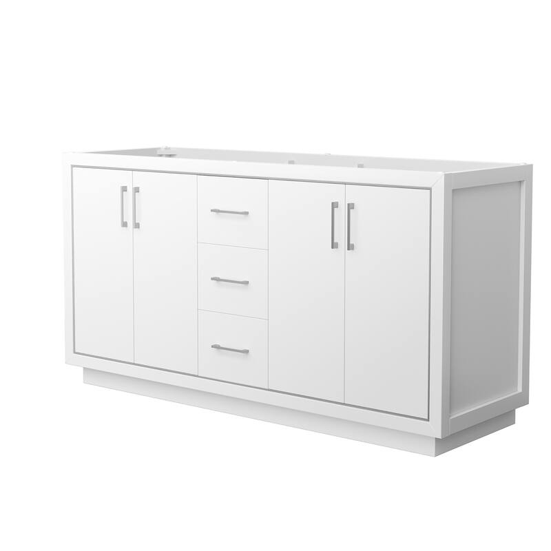 Wyndham Collection WCF1111-66D-CX-MXX Icon 66" Double Free Standing - White / Brushed Nickel Hardware