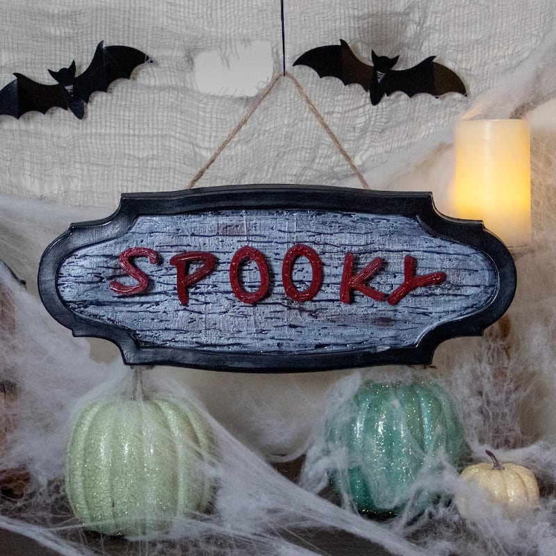 20.5" Red and Gray Animated 'Spooky' Halloween Sign