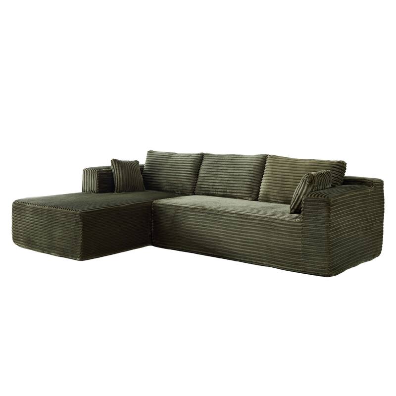 Compression Sectional Couch With Comfy Chaise,Boneless L Shape Sofa With Deep Seat,Minimalist Modular Couches Sleeper