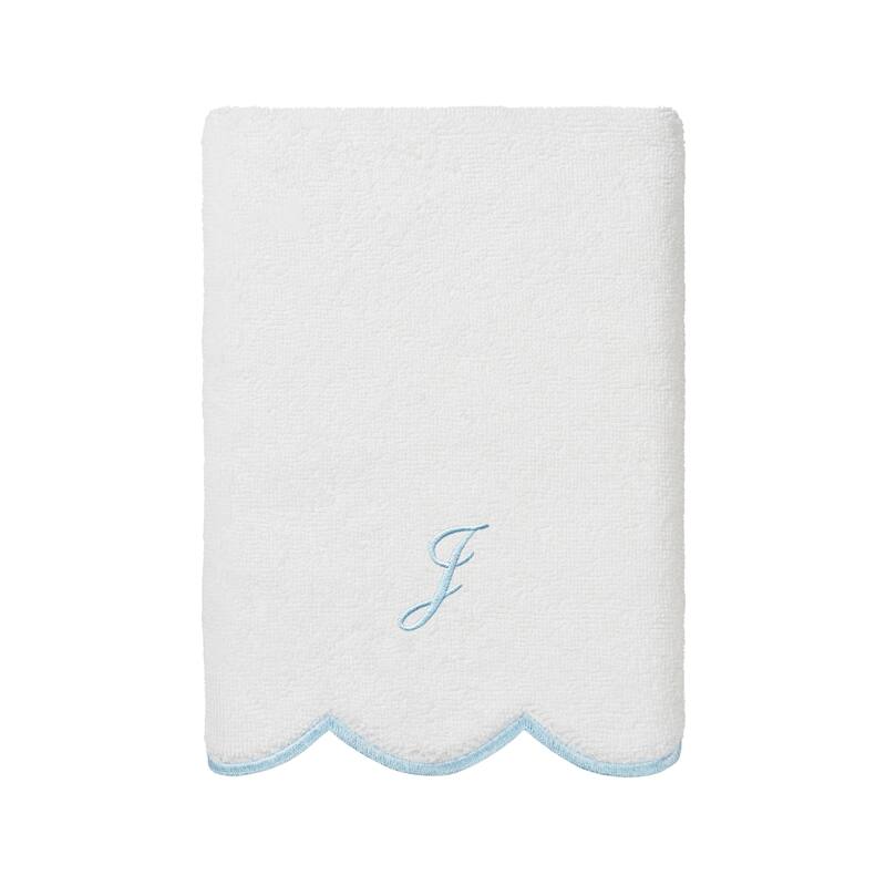 Authentic Hotel and Spa 100% Turkish Cotton Blue ADORNIA Scallop Personalized 3 Piece Towel Set - 3 Piece Set