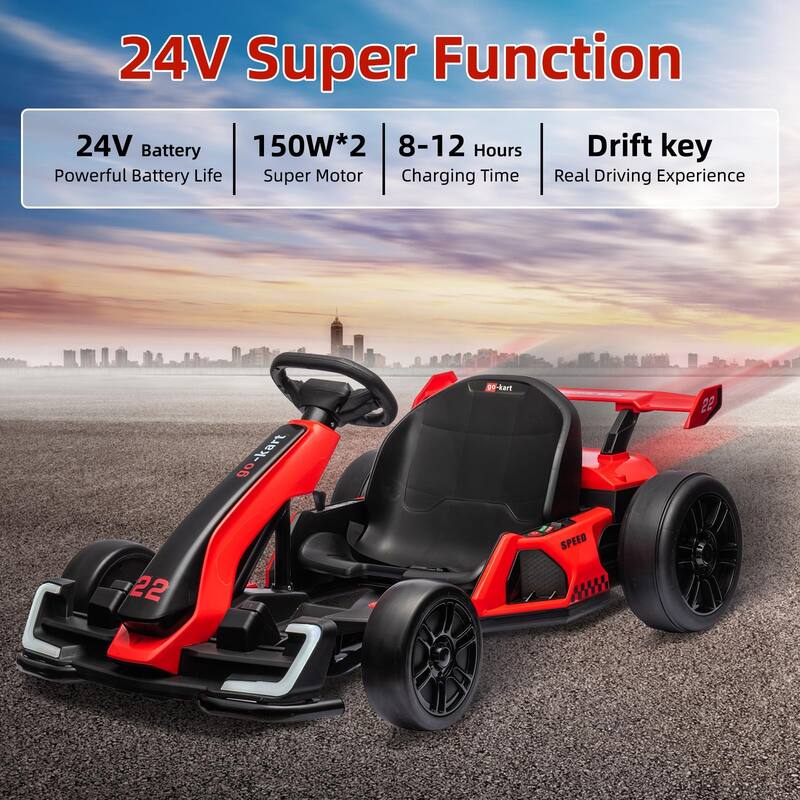 Go Karts for Kids,24V Electric Go Kart with 2 * 150W Powerful Motors
