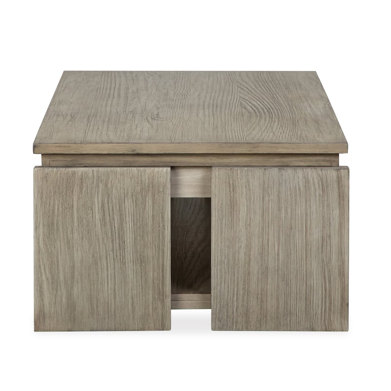 Magnussen Home Conrad Stone Harbor Grey Rectangular Lift Top Storage Cocktail Table with Casters - 50''W x 28''D x 17''H