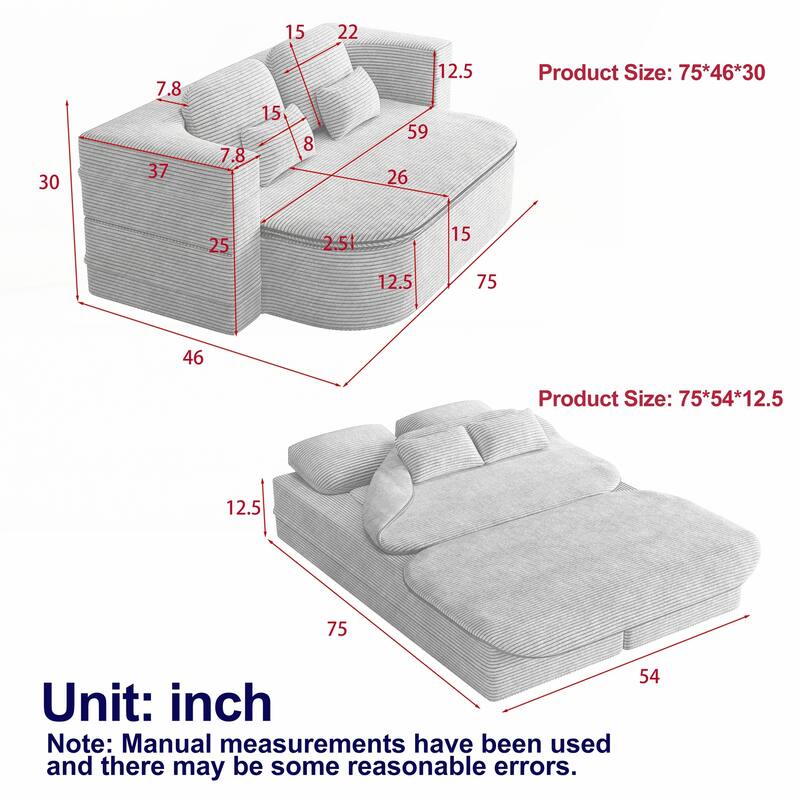 Convertible Sleeper Foam Sofa Bed with Multi Functional Blanket